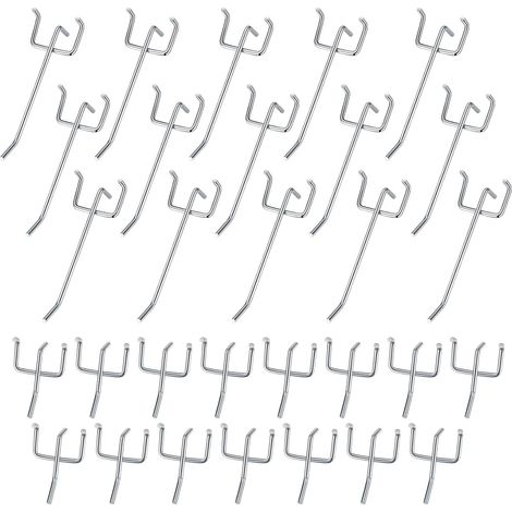 30 Pièces Crochets pour Panneaux Perforés, Crochets pour Panneau Perforé Porte Mural, Crochets Muraux pour Organiser Outils Établi Rayonnages de Magasins - 10cm/5cm