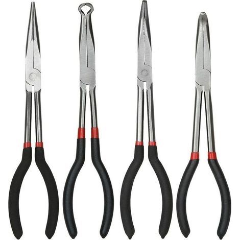 Pinze e set di pinze, pinze a becco lungo da 28 cm, set da 4 pezzi di pinze a becco lungo, pinze a becco lungo dritte, pinze a 45 gradi, pinze a becco lungo a 90 gradi e pinze a becco lungo circolari (1/5)