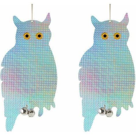 Épouvantail/pigeon effrayé, répulsif pour oiseaux, traqueurs de pigeons en forme de hibou épouvantail, dispositif de contrôle réfléchissant 2 pièces