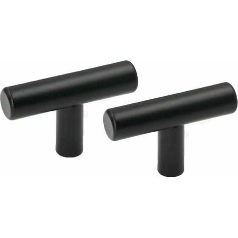 Lot de 10 Bouton de Meuble Porte T Bar Baton Tiroirs, Bouton en Acier Inoxydable Porte Placard Chambre Cuisine Meubles Noir Bouton en T 50mm Noir (1/4)