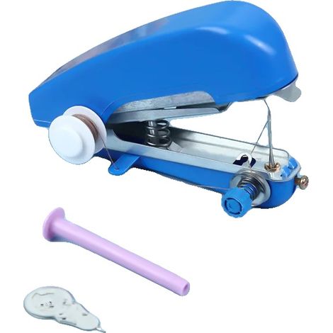 Máquina de coser manual, diseño portátil, fácil manejo, color azul. (1/2)
