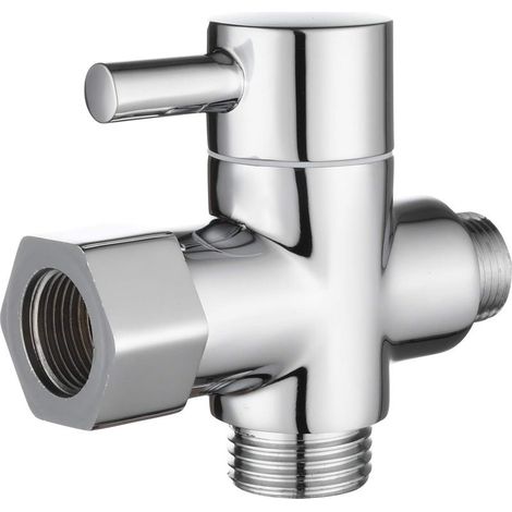 Vanne 3 Voies en Laiton Massif 3/8\\" Adaptateur Vanne de Derivation pour Toilette WC- (1/5)