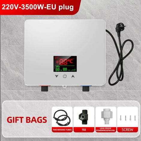 (220V-3500W) Chauffe-eau électrique instantané, mural, affichage LCD de la température, avec télécommande. (1/5)