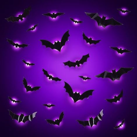 Decoración de Halloween, 24 piezas de murciélago 3D con LED, decoración de Halloween para exterior e interior, juego de pegatinas de pared para jardín, ventana y puerta.