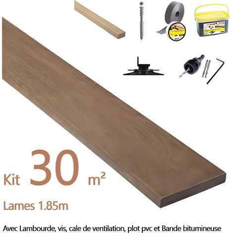 Kit complet terrasse 30m² en bois exotique IPE Longueur des lames : 1850mm (1/5)