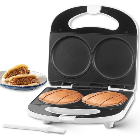 Mini Crepiere Electrique, Machine a Crepe, Appareil Pancake, Machine a Pancake, pour les crepes, les biscuits, les oeufs, les Arepas et les sandwichs du petit dejeuner, blanc (1/5)