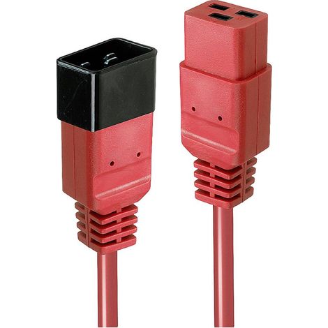 Rallonge LINDY alimentation [1x Secteur femelle C19 - 1x Secteur mâle C20] 3.00 m noir, rouge (1/4)