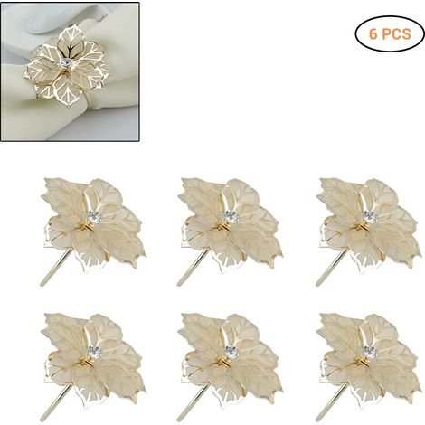 de 6 ronds de serviette ajourés en forme de fleur attaches