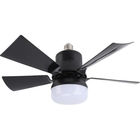 Ventilador de techo regulable con luz LED de 3 colores, mando a distancia, temporizador (1h/2h/4h), casquillo E27, 85–265 V, negro.