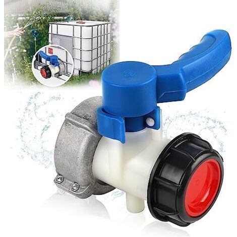 (75×75×131mm)Robinet Cuve 1000L Adaptateur Cuve 1000L DN50 (75mmmm) Raccord Cuve IBC Robinet de Vidange Adaptateu de Réservoir IBC Connecteur Cuve IBC Papillon (1/4)