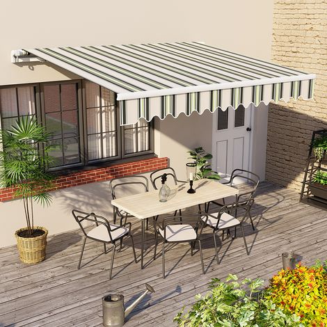 Multi-stripe Outdoor Patio Garden Awning Canopy Sun Shade Retractable Shelter 3.5x2.5M (1/5)