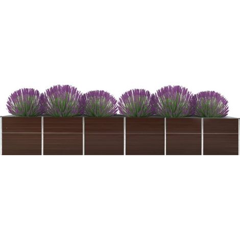 vidaXL Arriate de jardín de acero galvanizado marrón 480x80x77 cm (1/2)