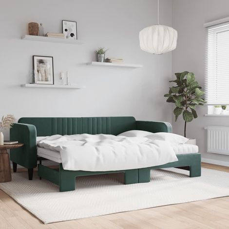 Sofá cama nido con colchón terciopelo verde oscuro 80x200 cm vidaXL