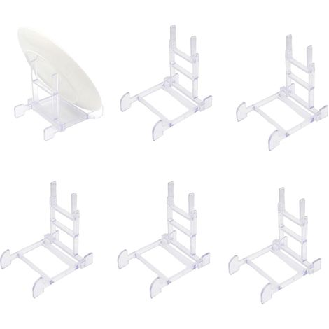 Sollbry Lot de 6 présentoirs en plastique - Grande taille - Réglables - Pour présentoirs photo, assiettes, cadres, livres de cuisine (1/5)