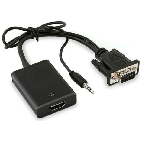 Câble adaptateur VGA vers HDMI 1080P avec audio – Conversion numérique haute définition – Compatible PC et lecteur DVD
