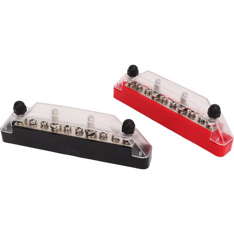 1 paire de barres omnibus 48 V 150 A à 10 bornes avec bornier de distribution d'alimentation à 20 bornes pour voiture et camping-car, goujons M6x4 / vis M4x6 (1/5)