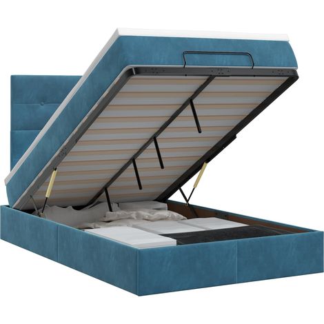 Maison Exclusive - Letto ottomano con materasso Blu Scuro 120 x 200 cm Velluto (1/5)