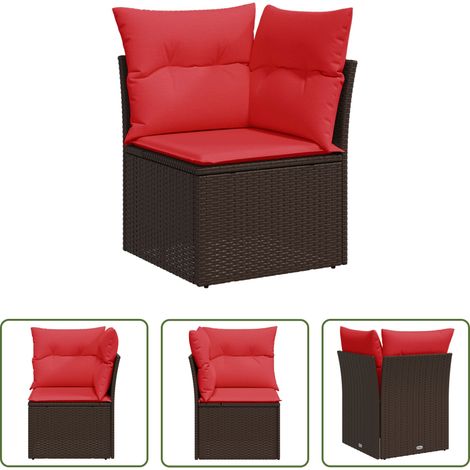 Canapé de jardin -  Canapé de jardin avec coussin Marron 62 x 62 x 69 cm Poly rotin (1/5)