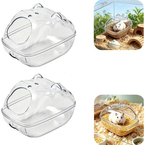 Bacs à sable pour hamsters lot de 2 - bacs transparents ventilés pour hamster, gerbille et reptile, 16 x 11 cm (1/5)