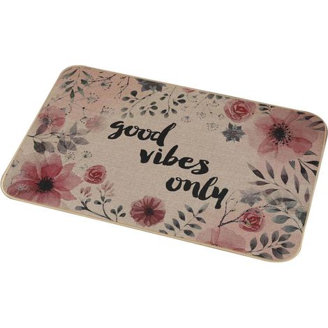 Tapis d'entrée en lin 40 x 60 cm, tapis de cuisine antidérapant en caoutchouc, tapis de salle de bain absorbant, tapis décoratif - Style 2 (1/2)