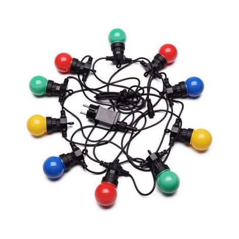 Guirlande Guinguette 5M Multicolore IP65- Guirlande Electrique Extérieure 10 Bulbes Bleu Rouge Jaune Vert - Guirlande Lumineuse Exterieure Decoration Romantique pour Terrasse et Jardin (1/5)