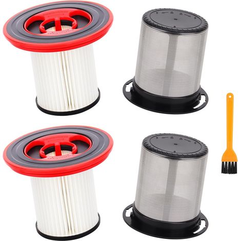 Lot de 2 Filtres de Rechange pour Bosch Unlimited série 7 Aspirateur BCS711XXL/ BBS711W/ BCS711GB/ BKS711MALL, 2 filtres de rechange + 2 préfiltres en acier inoxydable, avec brosse de nettoyage (1/5)