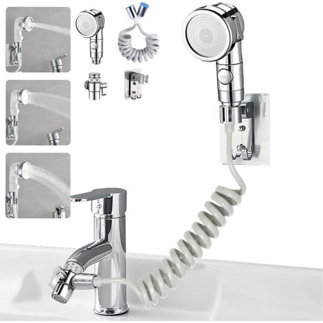 Anpassbarer Sprühkopf für Wasserhähne, ideal zum Haarewaschen und Geschirrspülen, Sprühkopf für Waschbecken/Ankleidekabinen/Waschbecken, Wasserhahnverlängerung für Waschbecken (1/5)
