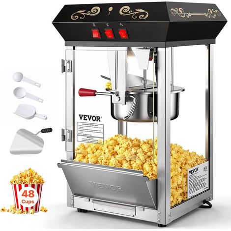 Bol 227 g avec 4 Cuillères Machine à Pop Corn Électrique Snack Maison et Fête 850W Verre Trempé Noir (1/5)