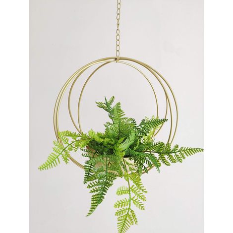 Suspension de Plantes bohème en métal doré, Motif géométrique en métal, Pot de Fleurs Moderne, Support de Plantes aériennes du Milieu du siècle, jardinière Minimaliste pour intérieur (1/5)