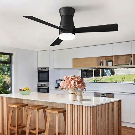 Ventilateur de plafond 2 en 1,avec éclairage LED tricolore de,6 vitesses,lumière réglable 3000K à 6500K,moteur CC silencieux,Noir (1/5)