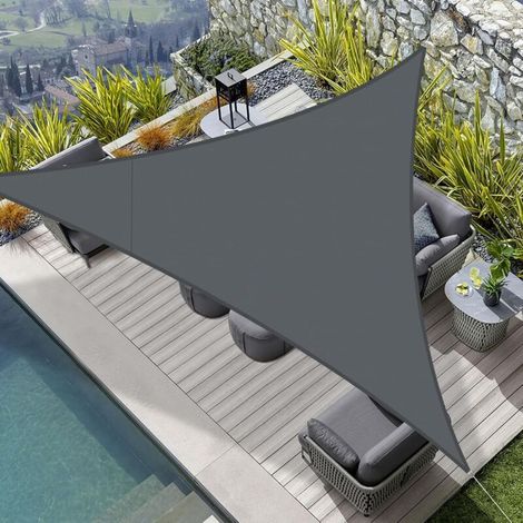 5X5X5m Waterproof Triangle Sun Shade Sail in PES Shade Fabric with UV Protection for Outdoor, Garden, Terrace, Balcony, Anthracite Color (1/5)