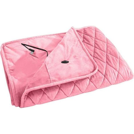 Couverture chauffante alimentée par batterie externe, chauffe-lit d'hiver USB, couverture chauffante plus épaisse pour le corps, chauffe-lit rose-A (1/5)