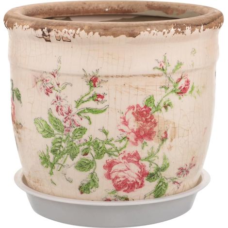 Petit Pot de Fleur Céramique Rose - Cache Plante Succulente Jardinière Vintage avec Trou Drainage, Récipient Hydroponique Décoration Maison, Rétro Bol pour Jardin Intérieur Extérieur (1/5)