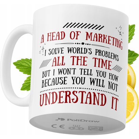 Lustige Kaffeetasse mit witzigem Textdesign für Marketingleiter – ideal für Geburtstage, Namenstage, Feiertage und besondere Anlässe. Hochwertige Tasse für Homeoffice und Arbeit. Farbe: Weiß, 330 ml.