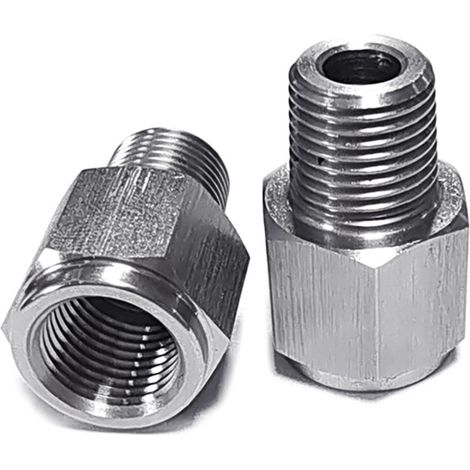 Adaptateur de conversion en acier inoxydable pour instruments hydrauliques, connecteur 1/8 NPT vers M10x1.0 (pièces automobiles modifiées) (1/5)