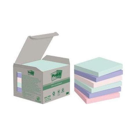 POST-IT Haftnotiz Post-it® Recycling Notes Tower Pastell Rainbow 76 x 76 mm (B x H) je 2 x minthellblau je 1 x rosa flamingopink 100 Bl./Block 6 Block/Pack. 6 Block/Pack. (1/3)