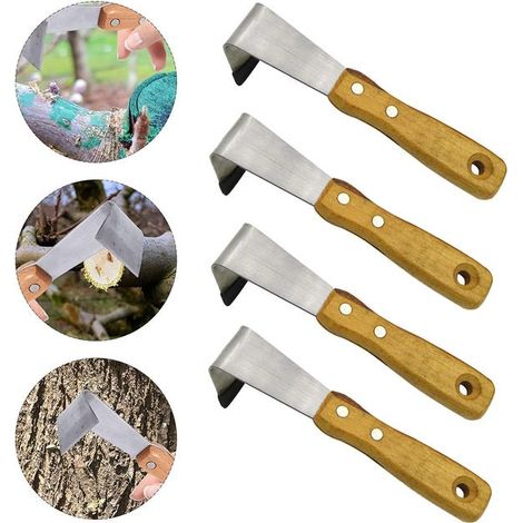 Raschietto manuale per corteccia, utensile forgiato multiuso, per raschiare la corteccia, set da 4 pezzi. (1/4)