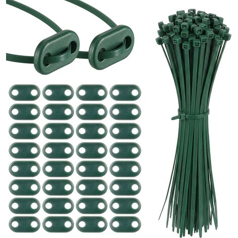 50 Mounting Kit for Privacy Screen Green Cable Ties and Mounting Plates, PVC Mounting Kit for Privacy Mats and Garden Fences (1/5)