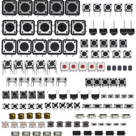 Kit d'assortiment de commutateurs à bouton-poussoir tactiles, 25 valeurs, 12V, 50ma, micro-tact momentané, 125 pièces (1/5)