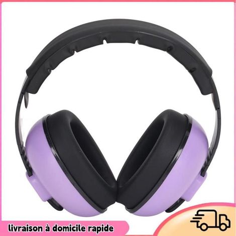 Casque Antibruit Pliable NRR 31dB, Auditive avec Coque ABS, éponge Insonorisante pour Voyage et études, Violet (1/4)