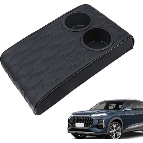 Coussin De Console Centrale pour Voiture  Boîte Multifonctionnelle avec Double Porte-Gobelet - Protège-Console Centrale  pour Véhicules Automobiles, Camions, SUV, Intérieur Et Extérieur, (1/5)