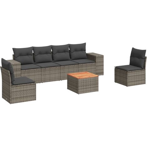 Maison Exclusive - 7-tlg. Garten-Sofagarnitur mit Kissen Grau Pol
