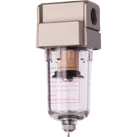 Filtre À Air Comprimé - Séparateur Eau Huile - Raccord Rapide 1/4 Pouces - Pression Max 12 Bar - Débit 500 L/min - Hauteur 102 Mm (1/5)
