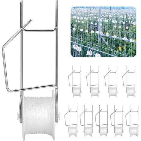 10 Tomatenrollen mit 15 m Seil - Tomatenrollen für Gewächshäuser - Stützset für Pflanzen, Blumen und Kletterpflanzen (1/5)