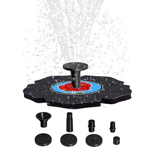 Vtizikl Autoportante Fontaine Flottante Fleur Solaire Bassin Pompe avec 4 Buses,Extérieur Solaire Fontaine Pompe Kit Économie D'énergie Solaire Font,Solaire Powered Bain D'oiseaux Fontaine-B 16cm(6.3i (1/4)