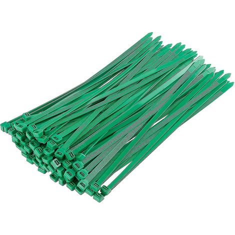 Lange, robuste silberne Kabelbinder, 370 mm x 4,8 mm, 100er-Packung, aus hochwertigem Nylon, 300 mm x 7,6 mm Reißverschluss, grün