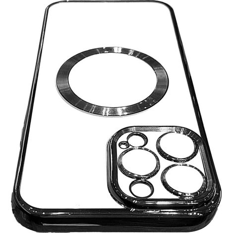 Elegante, magnetische, galvanisierte Handyhülle, stoßfest, vollständiger Schutz für iPhone 13 Pro, schwarz (1/5)