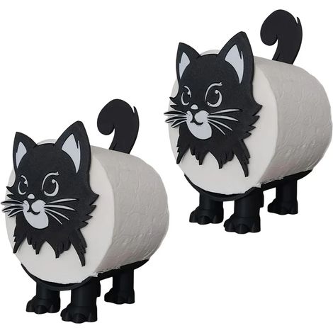 Porte-rouleau de papier pour litière pour chat (1 ou 2 pièces), support de rangement pour rouleaux de papier toilette, porte-rouleau de papier pour litière pour chat noir imprimé en 3D, étagère, organ (1/5)