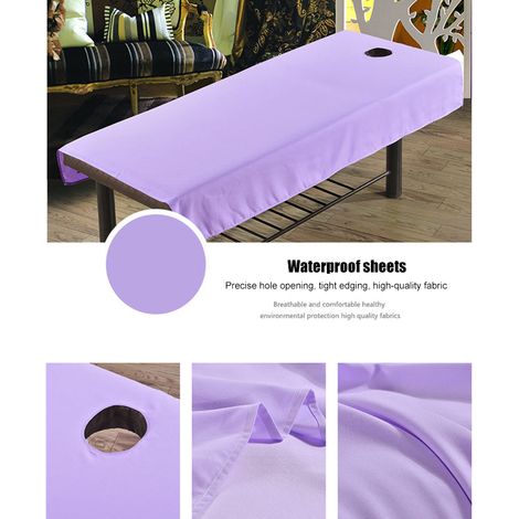 Lot de Draps de Table de Massage avec Trou pour Visage, Housse de Lit de Massage Professionnel pour Salon SPA, Couvre-lit Élastique pour Cabine de Soin (1/5)