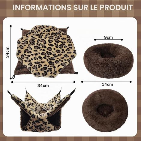 Guinea Pig Hammocks Warm Fluffy Fleece Sleeping Mat Cage Accessory for Small Animals Chinchilla (1/4)